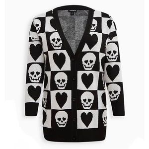 🖤 NWOT Torrid Skull Heart Cardigan Sweater • Size 3X